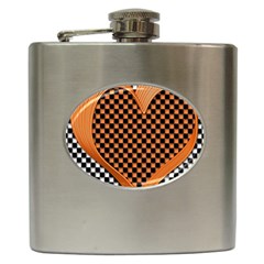 Heart Chess Board Checkerboard Hip Flask (6 Oz)