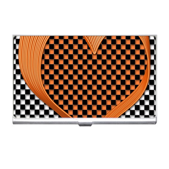 Heart Chess Board Checkerboard Business Card Holder