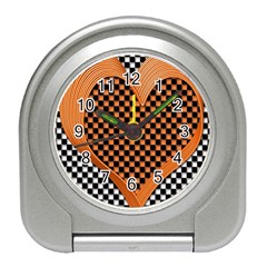 Heart Chess Board Checkerboard Travel Alarm Clock