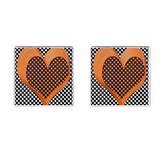 Heart Chess Board Checkerboard Cufflinks (square) by HermanTelo