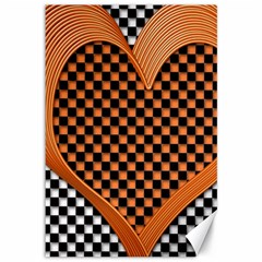 Heart Chess Board Checkerboard Canvas 12  X 18 