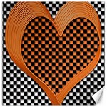 Heart Chess Board Checkerboard Canvas 16  x 16  15.2 x15.41  Canvas - 1