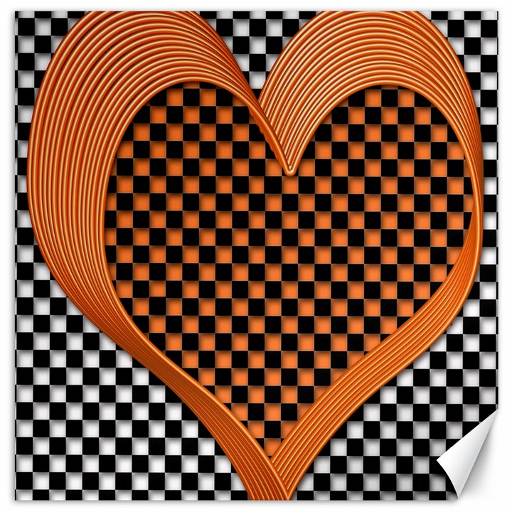 Heart Chess Board Checkerboard Canvas 16  x 16 