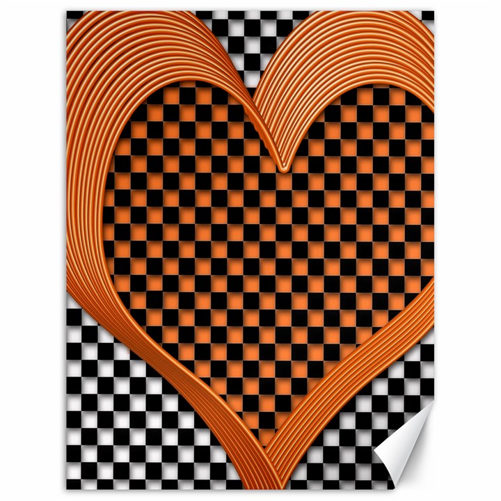 Heart Chess Board Checkerboard Canvas 18  x 24 