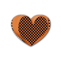 Heart Chess Board Checkerboard Rubber Coaster (heart)  by HermanTelo