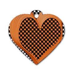 Heart Chess Board Checkerboard Dog Tag Heart (two Sides)