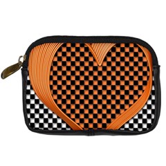 Heart Chess Board Checkerboard Digital Camera Leather Case by HermanTelo