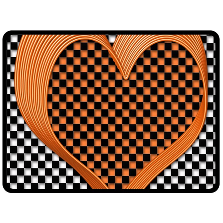 Heart Chess Board Checkerboard Fleece Blanket (Large) 