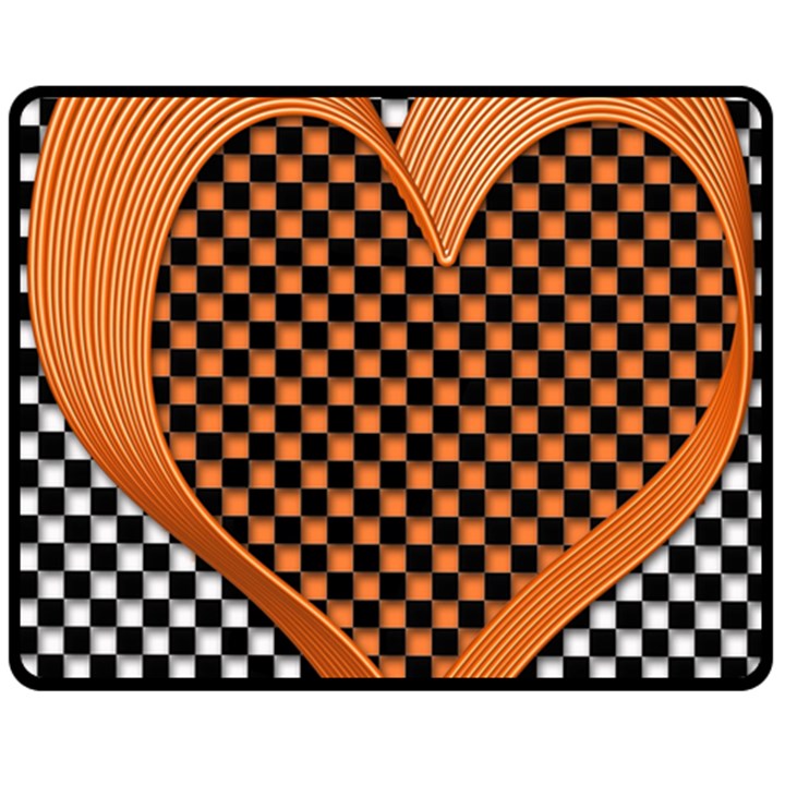 Heart Chess Board Checkerboard Fleece Blanket (Medium) 