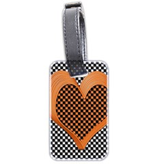 Heart Chess Board Checkerboard Luggage Tag (two Sides) by HermanTelo