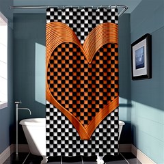 Heart Chess Board Checkerboard Shower Curtain 36  X 72  (stall) 