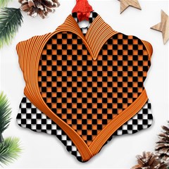 Heart Chess Board Checkerboard Snowflake Ornament (two Sides) by HermanTelo