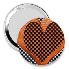 Heart Chess Board Checkerboard 3  Handbag Mirrors