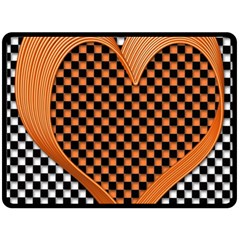 Heart Chess Board Checkerboard Double Sided Fleece Blanket (large) 