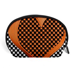 Heart Chess Board Checkerboard Accessory Pouch (large) by HermanTelo