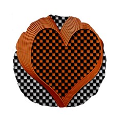 Heart Chess Board Checkerboard Standard 15  Premium Flano Round Cushions