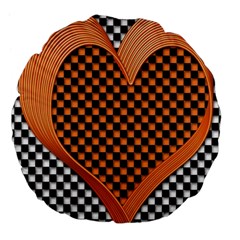 Heart Chess Board Checkerboard Large 18  Premium Flano Round Cushions