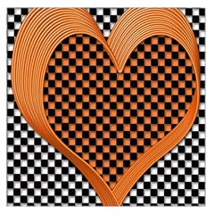 Heart Chess Board Checkerboard Large Satin Scarf (square) by HermanTelo