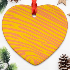 Pattern Texture Yellow Heart Ornament (two Sides)