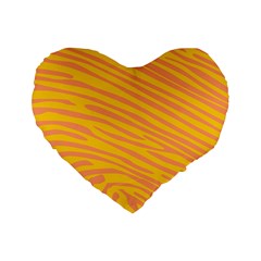 Pattern Texture Yellow Standard 16  Premium Flano Heart Shape Cushions by HermanTelo