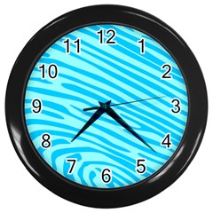 Pattern Texture Blue Wall Clock (black) by HermanTelo