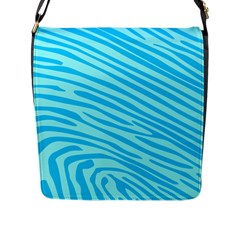 Pattern Texture Blue Flap Closure Messenger Bag (l)