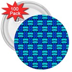 Pattern Graphic Background Image Blue 3  Buttons (100 pack)  Front