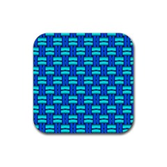 Pattern Graphic Background Image Blue Rubber Coaster (Square) 