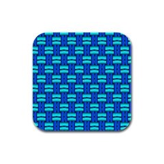 Pattern Graphic Background Image Blue Rubber Square Coaster (4 pack) 