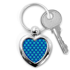 Pattern Graphic Background Image Blue Key Chain (Heart)