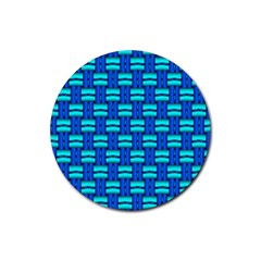 Pattern Graphic Background Image Blue Rubber Coaster (Round) 