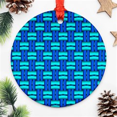 Pattern Graphic Background Image Blue Round Ornament (Two Sides)