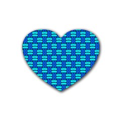 Pattern Graphic Background Image Blue Rubber Coaster (Heart) 