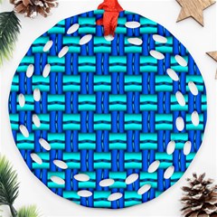 Pattern Graphic Background Image Blue Round Filigree Ornament (Two Sides)