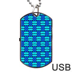 Pattern Graphic Background Image Blue Dog Tag USB Flash (One Side)