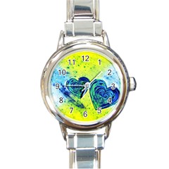 Heart Emotions Love Blue Round Italian Charm Watch by HermanTelo