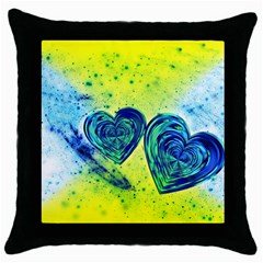 Heart Emotions Love Blue Throw Pillow Case (black) by HermanTelo