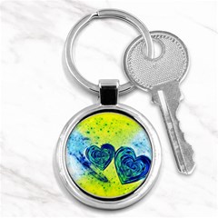 Heart Emotions Love Blue Key Chain (round) by HermanTelo