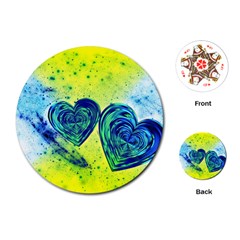 Heart Emotions Love Blue Playing Cards Single Design (round)