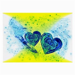 Heart Emotions Love Blue Large Glasses Cloth (2 Sides) by HermanTelo