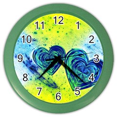 Heart Emotions Love Blue Color Wall Clock by HermanTelo