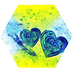 Heart Emotions Love Blue Wooden Puzzle Hexagon by HermanTelo