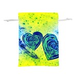 Heart Emotions Love Blue Lightweight Drawstring Pouch (L) Back