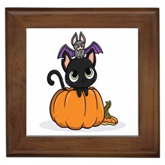 Halloween Cute Cat Framed Tile by HermanTelo