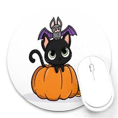 Halloween Cute Cat Round Mousepads by HermanTelo