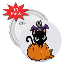 Halloween Cute Cat 2 25  Buttons (10 Pack)  by HermanTelo