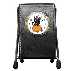 Halloween Cute Cat Pen Holder Desk Clock by HermanTelo