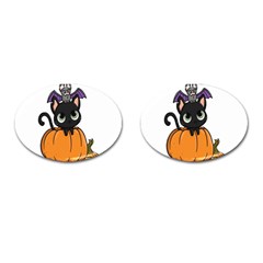 Halloween Cute Cat Cufflinks (oval) by HermanTelo