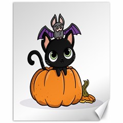 Halloween Cute Cat Canvas 11  X 14 