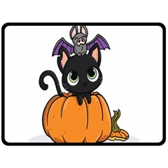 Halloween Cute Cat Fleece Blanket (large) 